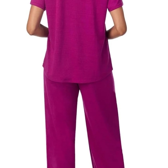 BNWT Carole Hochman US XXL Pink Magenta 3 Piece Crepe Knit PJ Set Comfy Chic - Picture 3 of 11